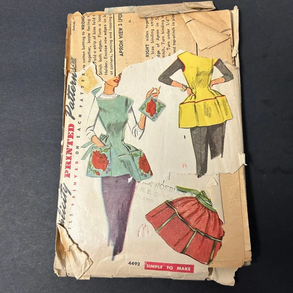 Simplicity 4492 Cobbler Half Apron Pot Holder Pattern Women Small Fair